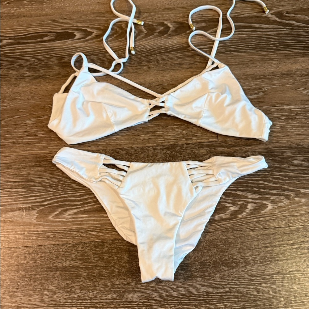 Beach Bunny White Strappy Bikini Set